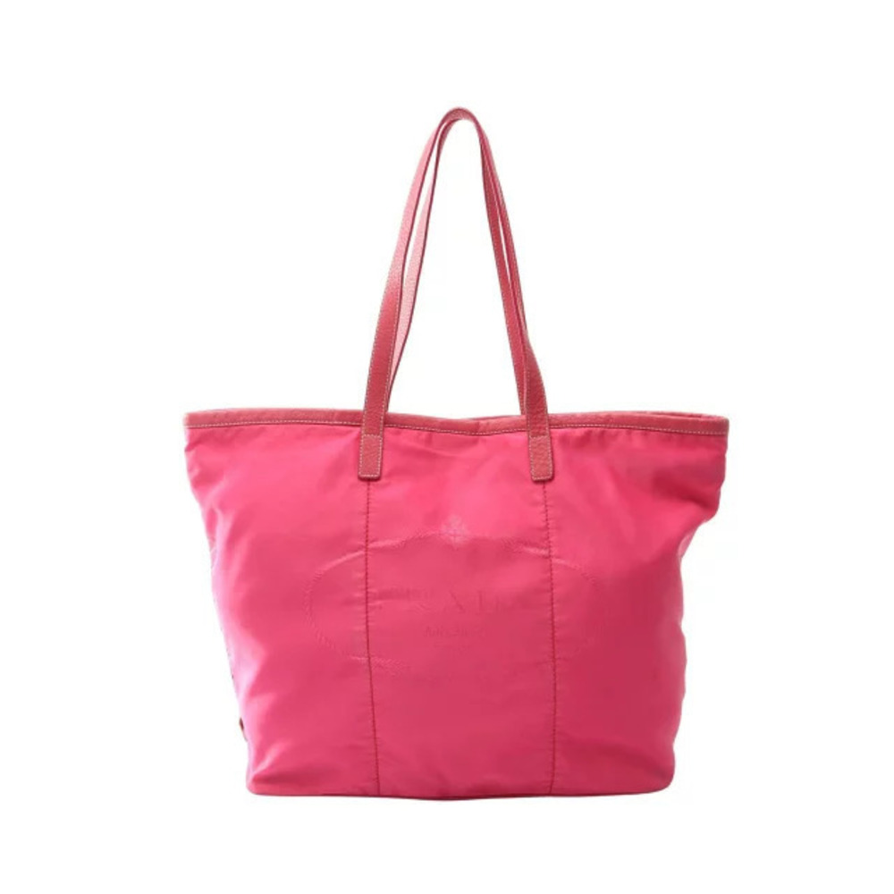 Prada JACQUARD Tote Bag Leather Pink